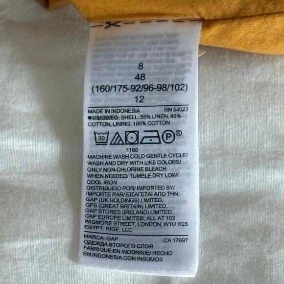 Gap Linen V-Neck Dress Women's S | Desert Sunset Gold, Tie Sleeve | NWT - Picture 10 of 16